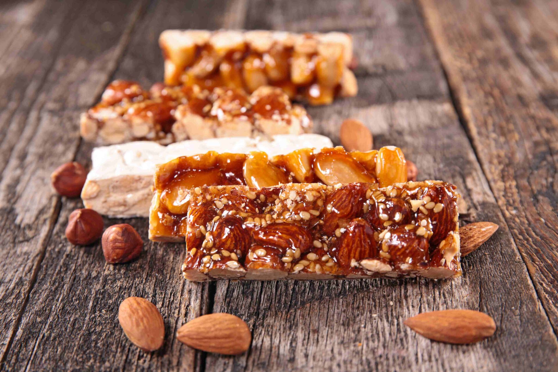 Assortment of Energy, Health and Breakfast Bars made with Whole Natural Almonds