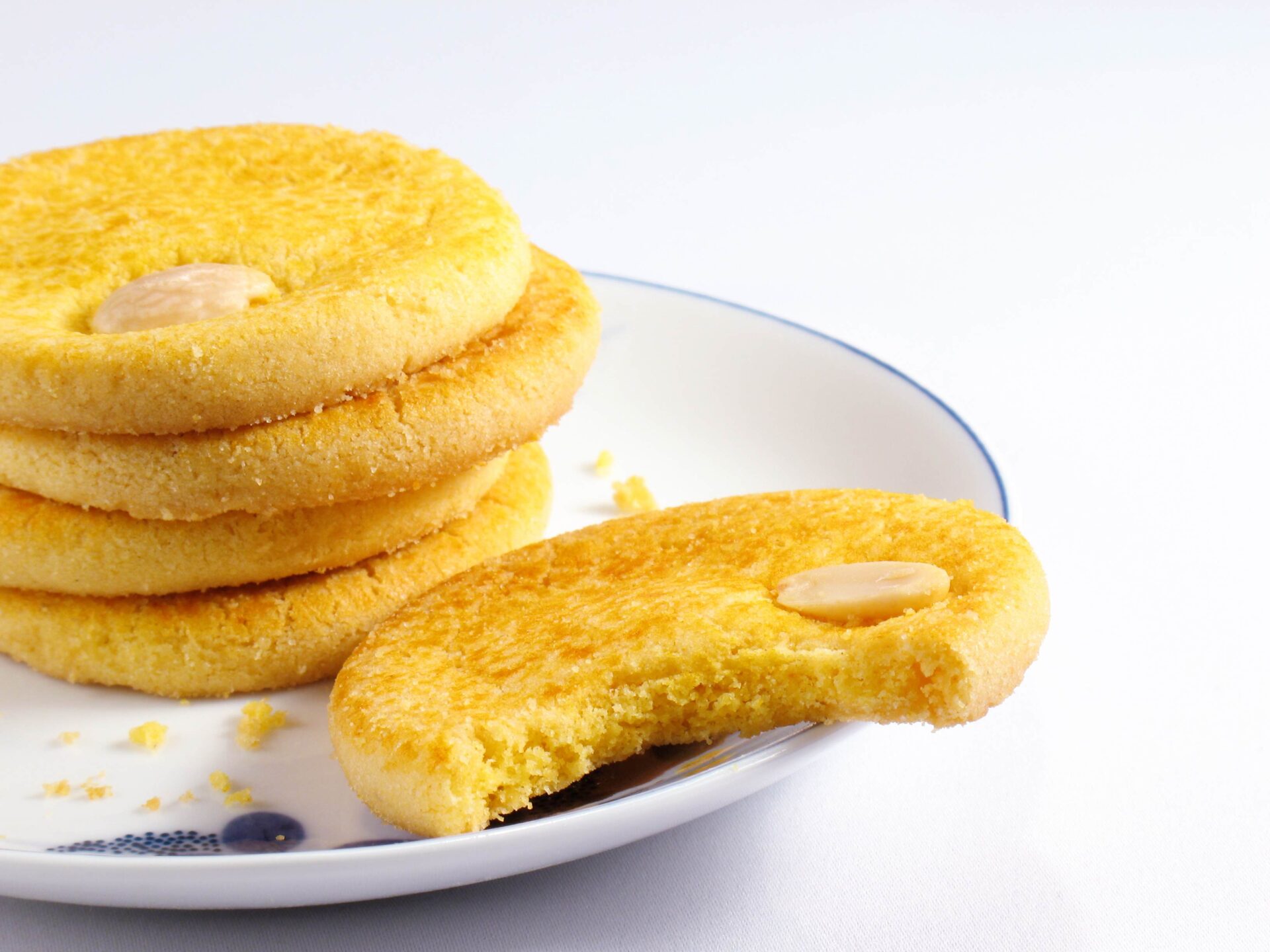 Plate of Chinese Almond Cookies with Treehouse Almond Halves - Global Favorites