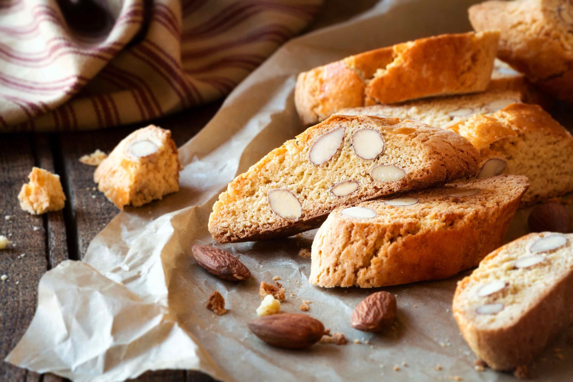 Sliced Loaf of Biscotti Made with Treehouse Almond Halves - Packaged Foods and Baked Goods