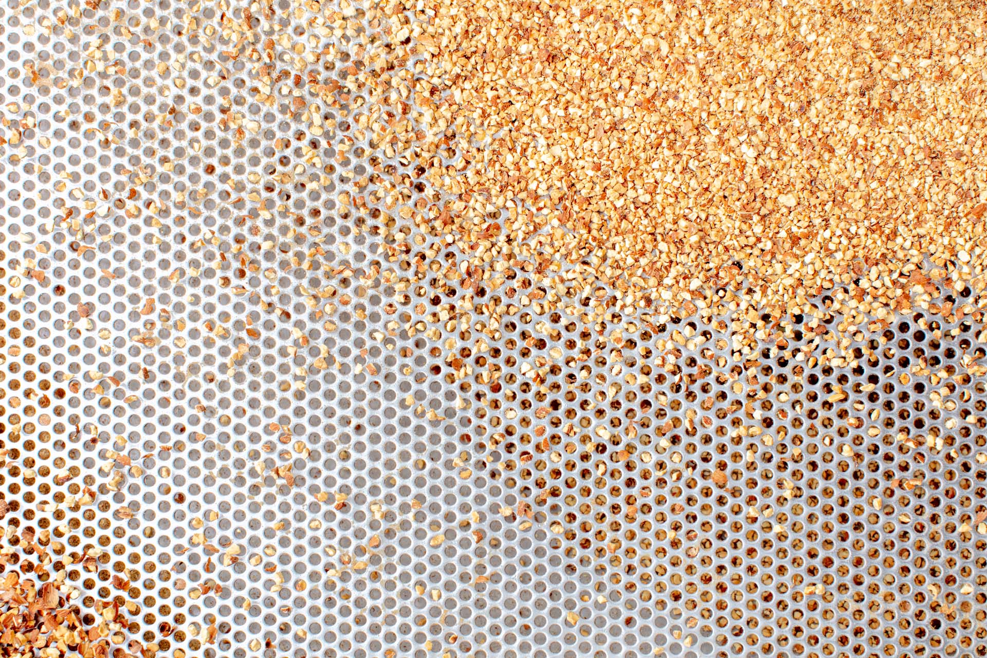 Dry Roasted Natural Diced Almonds in a sorter