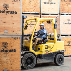 Treehouse California Almonds Team Member Operating a Fork Lift